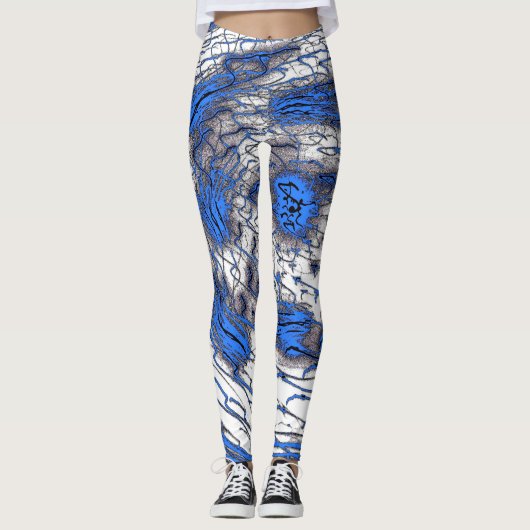 Blue Fluid Motion Leggings レギンス (正面)