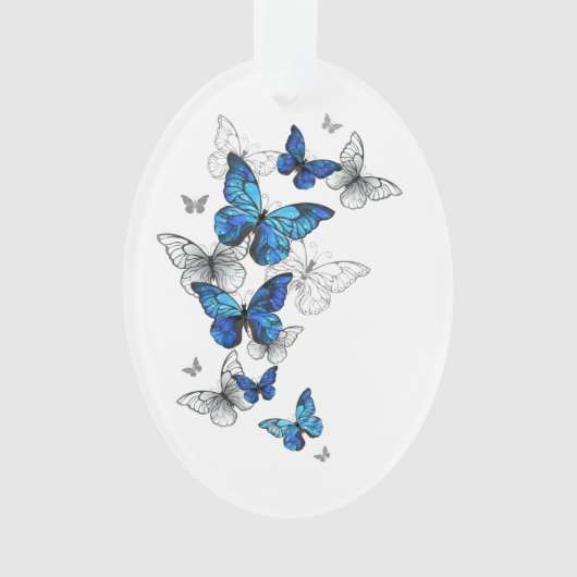 Blue Flying Butterflies Morpho オーナメント (正面)