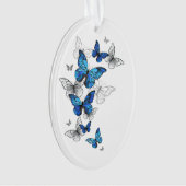 Blue Flying Butterflies Morpho オーナメント (正面)