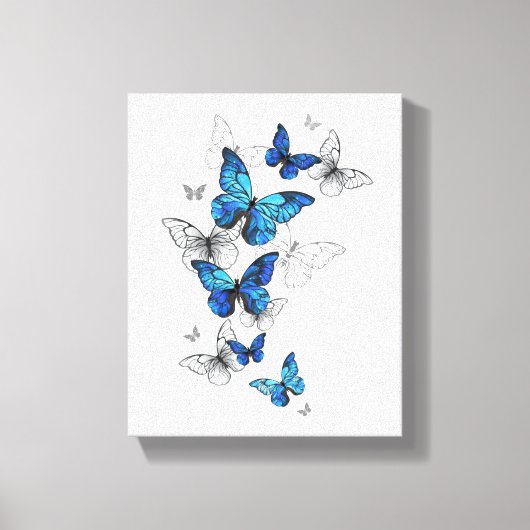 Blue Flying Butterflies Morpho キャンバスプリント (正面)