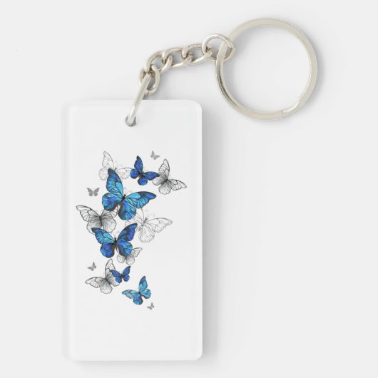 Blue Flying Butterflies Morpho キーホルダー (裏面)
