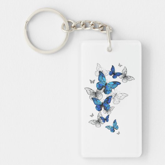 Blue Flying Butterflies Morpho キーホルダー (正面)