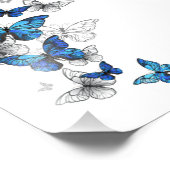 Blue Flying Butterflies Morpho フォトプリント (角)