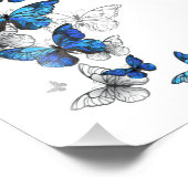 Blue Flying Butterflies Morpho フォトプリント (角)