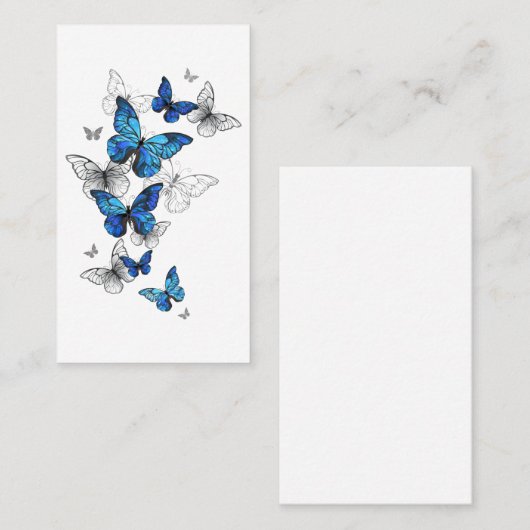 Blue Flying Butterflies Morpho 予約カード (正面/裏面)