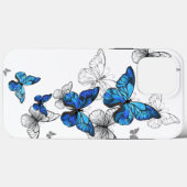 Blue Flying Butterflies Morpho Case-Mate iPhoneケース (裏面 (横))