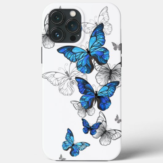 Blue Flying Butterflies Morpho Case-Mate iPhoneケース (裏面)