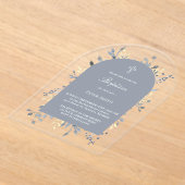 blue foliage Baptism Acrylic Invitation アクリル招待状 (レイダウン)
