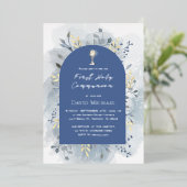 Blue foliage First Holy Communion 箔招待状 (立ち正面)