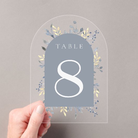 blue foliage table number 8 アクリル招待状 (インサイチュ (ポータブル))