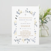 blue foliage wedding acrylic invitation 招待状 (スタンド正面)