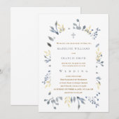  blue foliage wedding acrylic invitation 招待状 (正面/裏面)