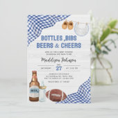 Blue Football Baby Shower 招待状 (スタンド正面)