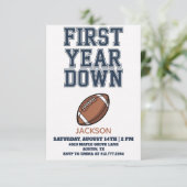 Blue Football First Year Down Boy 1st Birthday  招待状 (スタンド正面)