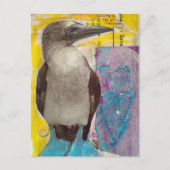 Blue Footed Bird mixed media collage ポストカード (正面)