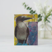 Blue Footed Bird mixed media collage ポストカード (スタンド正面)