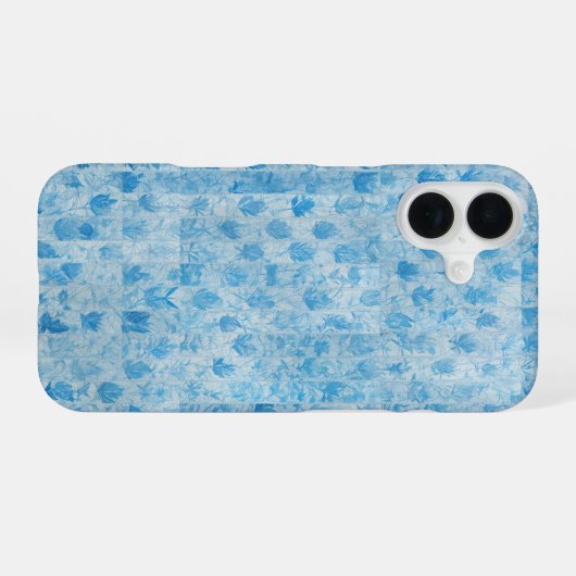 Blue Forest - Ethereal Leaf Pattern Phone Case iPhone 16ケース (裏面横)