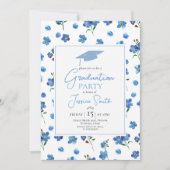 Blue Forget Me Not Graduation Party Invite 招待状 (正面)