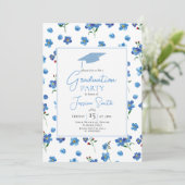 Blue Forget Me Not Graduation Party Invite 招待状 (スタンド正面)