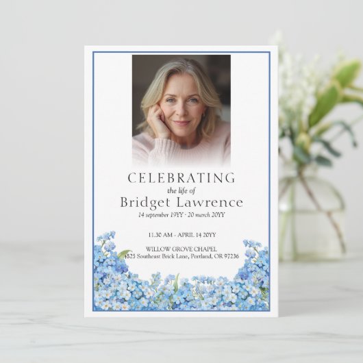 Blue Forget-me-not Pretty Memorial Service Funeral プログラム (スタンド正面)