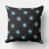 Blue Fractal Cosmic Swirl on Black Pattern クッション (正面)