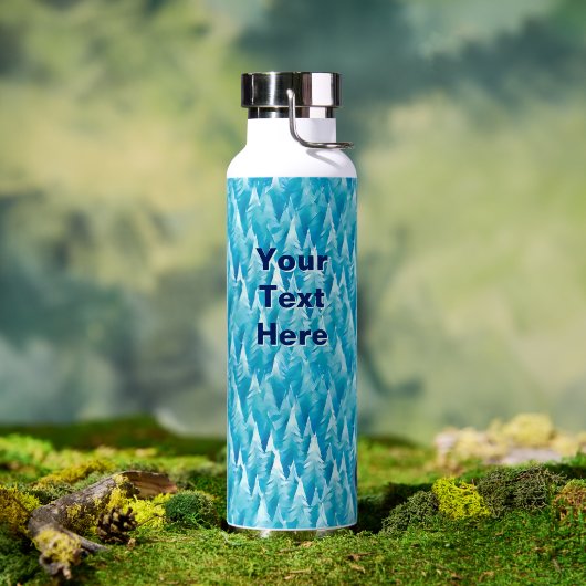 Blue Fractal Forest Can Cooler ウォーターボトル (アウトドア (回転後))