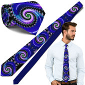 Blue Fractal Spiral Pattern - Modern Mathematical ネクタイ