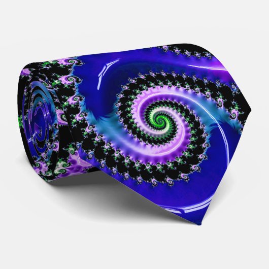 Blue Fractal Spiral Pattern - Modern Mathematical ネクタイ (ロール)