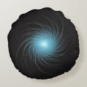Blue Fractal Swirl on Black ラウンドクッション (裏面)