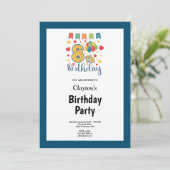 Blue Framed 8th Birthday Party招待状 招待状 (スタンド正面)