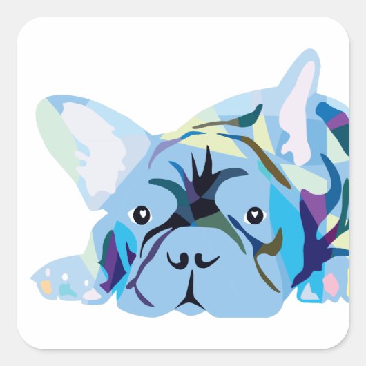 Blue French Bulldog スクエアシール (正面)