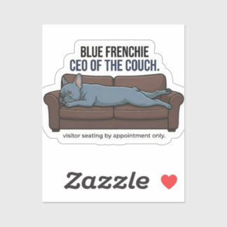 Blue French Bulldog CEO of the Couch Funny Dog Mom シール