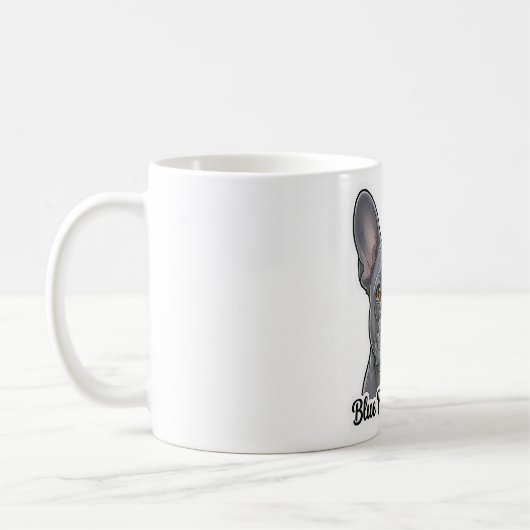 Blue French Bulldog Portrait Cute Frenchie Design コーヒーマグカップ (左)