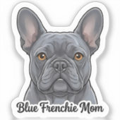 Blue French Bulldog Portrait Cute Frenchie Design シール (正面)