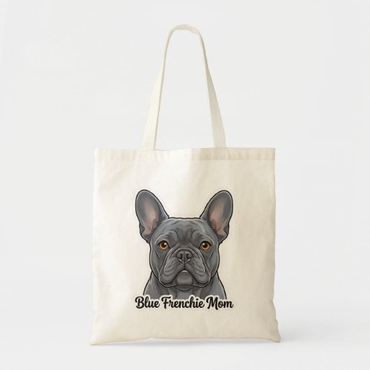 Blue French Bulldog Portrait Cute Frenchie Design トートバッグ (正面)