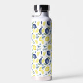 Blue French Country Lemon Pattern ウォーターボトル (右面)