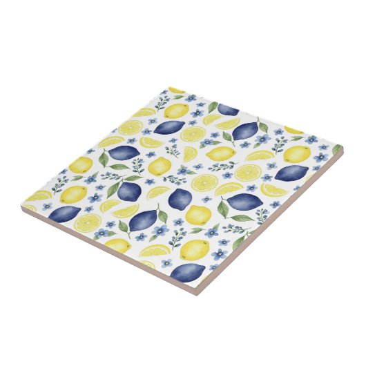 Blue French Country Lemon Pattern タイル (側面)