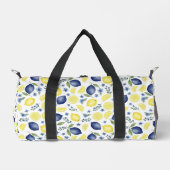 Blue French Country Lemon Pattern  ダッフルバッグ (正面)