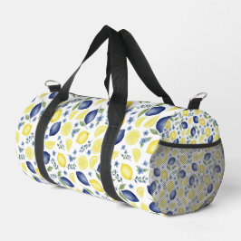 Blue French Country Lemon Pattern  ダッフルバッグ