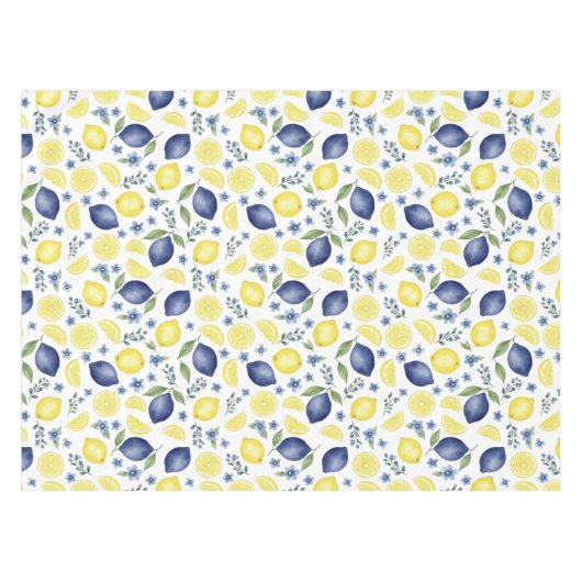Blue French Country Lemon Pattern テーブルクロス (正面(横))