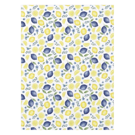 Blue French Country Lemon Pattern テーブルクロス (正面)