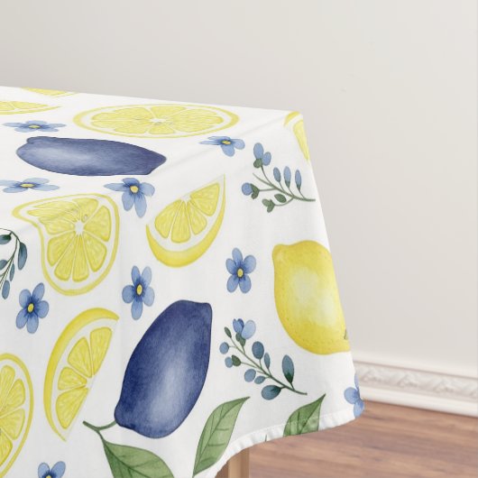 Blue French Country Lemon Pattern テーブルクロス (インサイチュ)