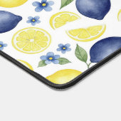 Blue French Country Lemon Pattern デスクマット (コーナー)