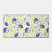 Blue French Country Lemon Pattern  デスクマット (正面)