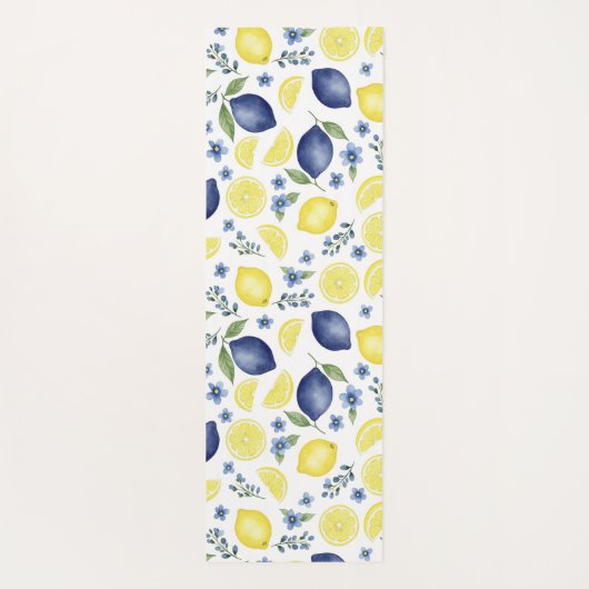 Blue French Country Lemon Pattern ヨガマット (裏面)