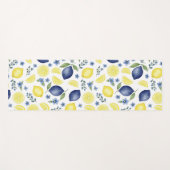 Blue French Country Lemon Pattern ヨガマット (正面(横))