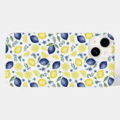 Blue French Country Lemon Pattern Case-Mate iPhoneケース (裏面 (横))