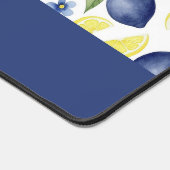 Blue French Country Lemon Pattern Monogram Name デスクマット (コーナー)