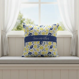 Blue French Country Lemon Pattern Name クッション