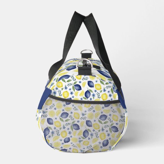 Blue French Country Lemon Pattern Name ダッフルバッグ (右)